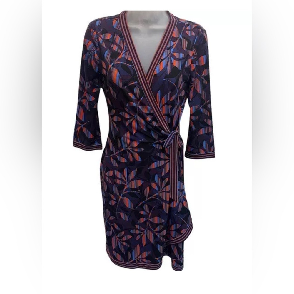 Bcbgmaxazria Multicolor Patterned Wrap Dress Size… - image 2